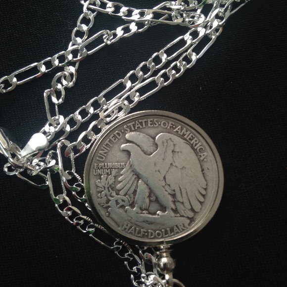 1936 Silver Half Dollar Coin, 18in 925 Chain - Picture 2 of 8